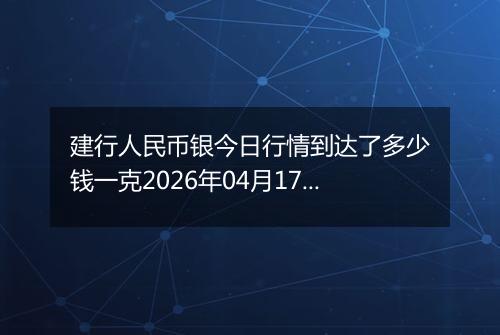建行人民币银今日行情到达了多少钱一克2026年04月17日