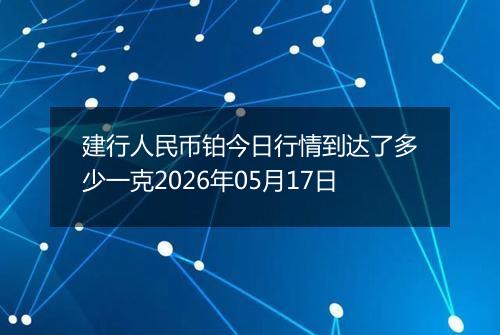 建行人民币铂今日行情到达了多少一克2026年05月17日