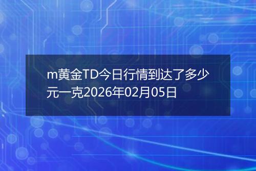 m黄金TD今日行情到达了多少元一克2026年02月05日