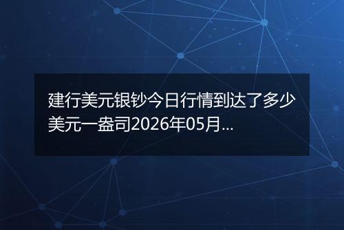 建行美元银钞今日行情到达了多少美元一盎司2026年05月25日