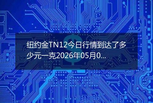 纽约金TN12今日行情到达了多少元一克2026年05月09日