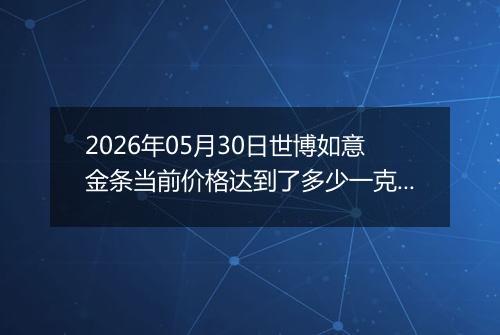 2026年05月30日世博如意金条当前价格达到了多少一克2026年05月30日
