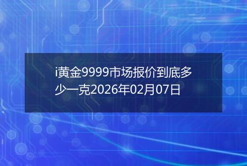 i黄金9999市场报价到底多少一克2026年02月07日
