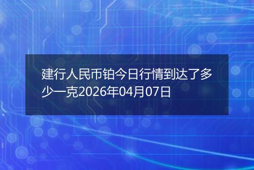 建行人民币铂今日行情到达了多少一克2026年04月07日