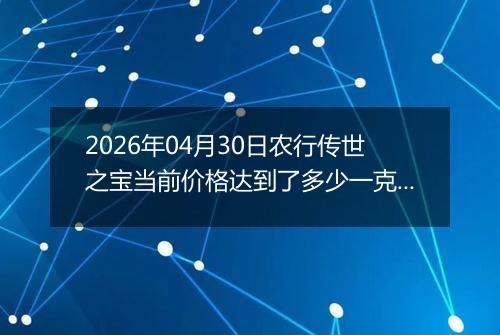 2026年04月30日农行传世之宝当前价格达到了多少一克2026年04月30日