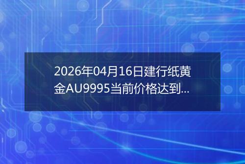 2026年04月16日建行纸黄金AU9995当前价格达到了多少一克2026年04月16日