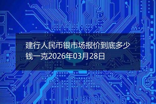 建行人民币银市场报价到底多少钱一克2026年03月28日