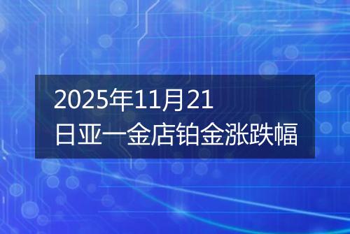 2025年11月21日亚一金店铂金涨跌幅