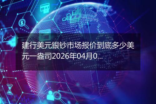 建行美元银钞市场报价到底多少美元一盎司2026年04月01日