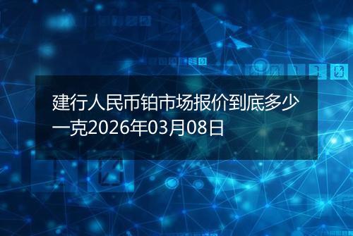建行人民币铂市场报价到底多少一克2026年03月08日