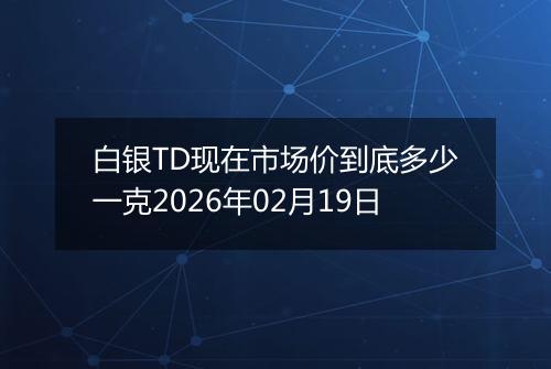 白银TD现在市场价到底多少一克2026年02月19日