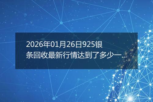 2026年01月26日925银条回收最新行情达到了多少一克