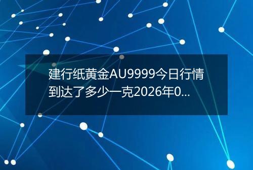 建行纸黄金AU9999今日行情到达了多少一克2026年05月28日