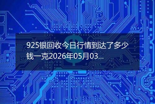 925银回收今日行情到达了多少钱一克2026年05月03日