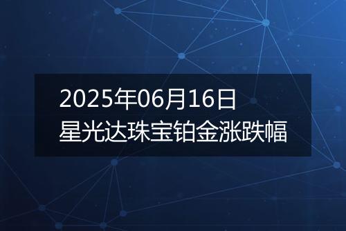 2025年06月16日星光达珠宝铂金涨跌幅