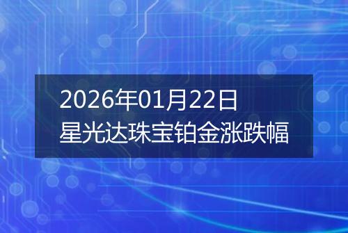 2026年01月22日星光达珠宝铂金涨跌幅