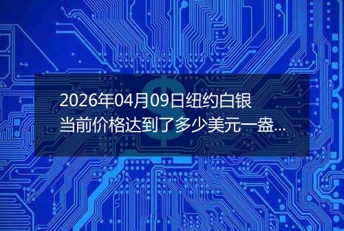 2026年04月09日纽约白银当前价格达到了多少美元一盎司2026年04月09日