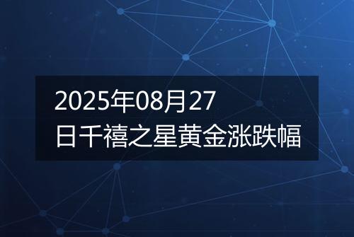2025年08月27日千禧之星黄金涨跌幅