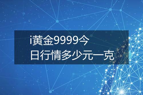 i黄金9999今日行情多少元一克