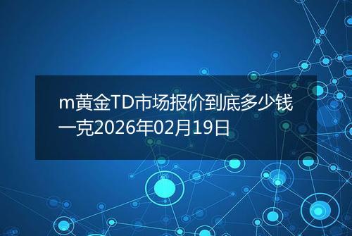 m黄金TD市场报价到底多少钱一克2026年02月19日