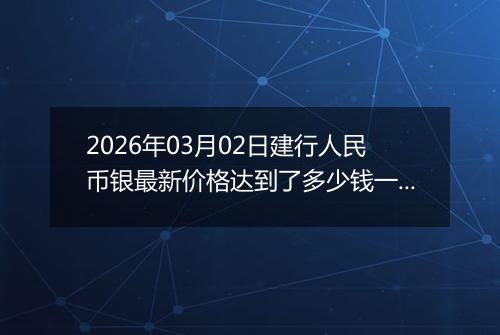 2026年03月02日建行人民币银最新价格达到了多少钱一克