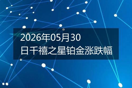 2026年05月30日千禧之星铂金涨跌幅