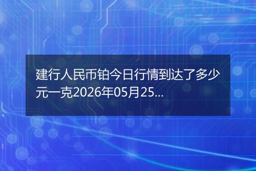 建行人民币铂今日行情到达了多少元一克2026年05月25日