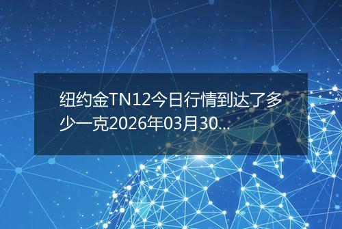 纽约金TN12今日行情到达了多少一克2026年03月30日