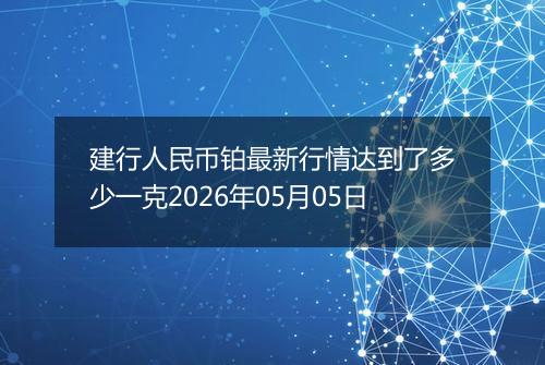 建行人民币铂最新行情达到了多少一克2026年05月05日