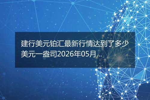 建行美元铂汇最新行情达到了多少美元一盎司2026年05月18日