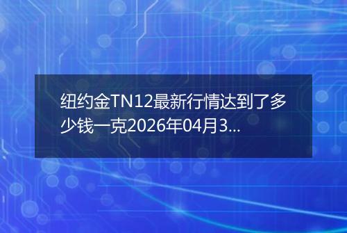 纽约金TN12最新行情达到了多少钱一克2026年04月30日