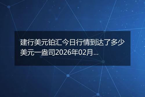建行美元铂汇今日行情到达了多少美元一盎司2026年02月13日