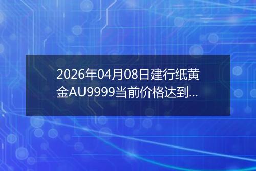 2026年04月08日建行纸黄金AU9999当前价格达到了多少元一克2026年04月08日
