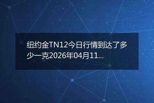 纽约金TN12今日行情到达了多少一克2026年04月11日