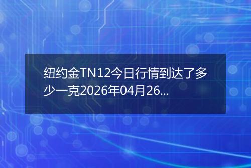 纽约金TN12今日行情到达了多少一克2026年04月26日