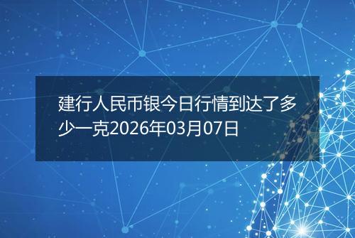 建行人民币银今日行情到达了多少一克2026年03月07日