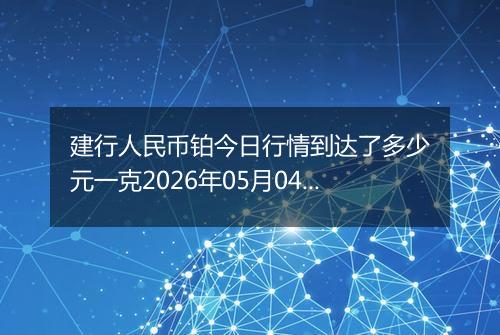 建行人民币铂今日行情到达了多少元一克2026年05月04日
