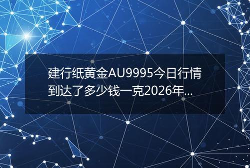 建行纸黄金AU9995今日行情到达了多少钱一克2026年04月30日