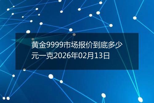 黄金9999市场报价到底多少元一克2026年02月13日