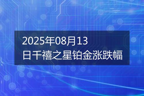 2025年08月13日千禧之星铂金涨跌幅