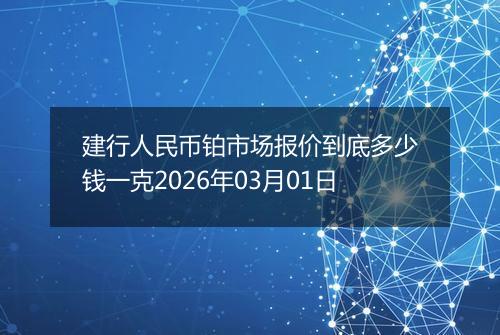 建行人民币铂市场报价到底多少钱一克2026年03月01日