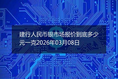 建行人民币银市场报价到底多少元一克2026年03月08日