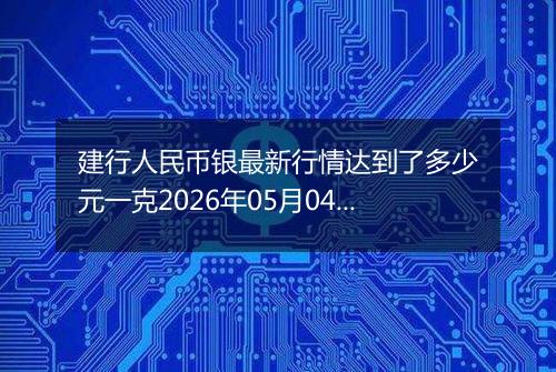 建行人民币银最新行情达到了多少元一克2026年05月04日