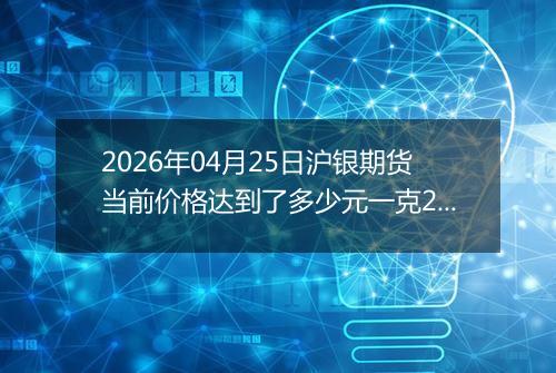 2026年04月25日沪银期货当前价格达到了多少元一克2026年04月25日