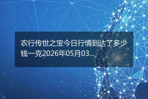 农行传世之宝今日行情到达了多少钱一克2026年05月03日