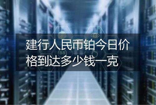 建行人民币铂今日价格到达多少钱一克