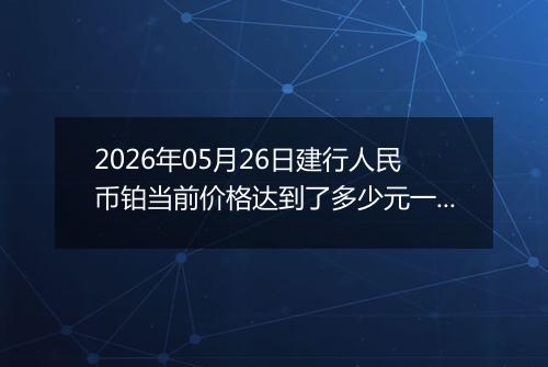 2026年05月26日建行人民币铂当前价格达到了多少元一克2026年05月26日