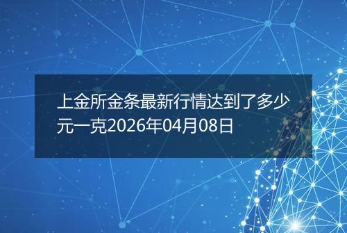 上金所金条最新行情达到了多少元一克2026年04月08日