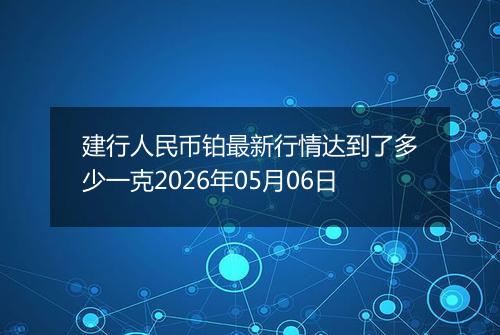 建行人民币铂最新行情达到了多少一克2026年05月06日