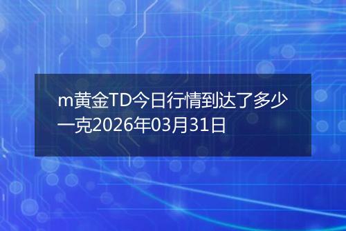 m黄金TD今日行情到达了多少一克2026年03月31日